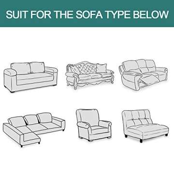 MYSKY HOME Sofa Covers for 3 Cushion Couch Geometrical Couch Cover Living Room Sofa Throws Sofa Slipcovers for Dogs, Kids (XX-Large, 91" x 134", Khaki)