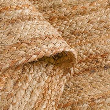 Hausattire Jute Braided Placemats 14x14 Inches Set of 4 Reversible Handwoven Boho Vintage Placemats for Kitchen Dining Tables|BBQ's Spring Easter Decor Weddings Indoor & Outdoor Parties|Natural