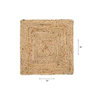 Hausattire Jute Braided Placemats 14x14 Inches Set of 4 Reversible Handwoven Boho Vintage Placemats for Kitchen Dining Tables|BBQ's Spring Easter Decor Weddings Indoor & Outdoor Parties|Natural