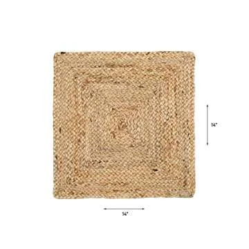 Hausattire Jute Braided Placemats 14x14 Inches Set of 4 Reversible Handwoven Boho Vintage Placemats for Kitchen Dining Tables|BBQ's Spring Easter Decor Weddings Indoor & Outdoor Parties|Natural