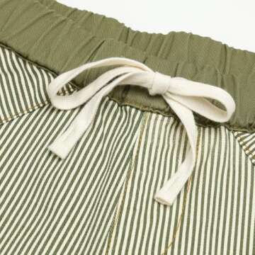 PEIHOT Low Rise Striped Pajama Pants for Women Pull On Draw String Boho Wideleg Jeans Trendy 2025 Green