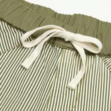 PEIHOT Low Rise Striped Pajama Pants for Women Pull On Draw String Boho Wideleg Jeans Trendy 2025 Green