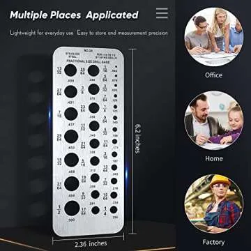 Weewooday Stainless Steel Drill Gauges for 1/16 Inch to 1/2 Inch Size Bits, 17/64-1/2 0.062-0.250 Bolt and Wire Diameter Index Gauge, 29-Hole Use for Accurate Measurement Equivalents(Silver)