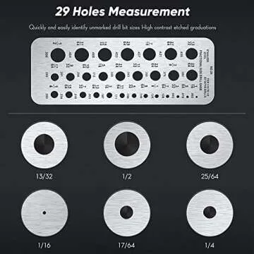 Weewooday Stainless Steel Drill Gauges for 1/16 Inch to 1/2 Inch Size Bits, 17/64-1/2 0.062-0.250 Bolt and Wire Diameter Index Gauge, 29-Hole Use for Accurate Measurement Equivalents(Silver)