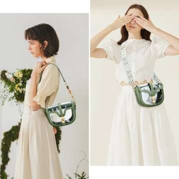 KKXIU Clear Crossbody Bag for Women Stadium Approved Vegan Leather Concert Shoulder Sports See-Throu...