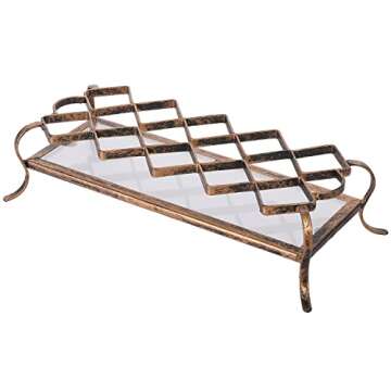 MyGift 10-Slot Vintage Brass Metal Makeup Holder with Acrylic Base, Lipstick and Mascara Cosmetic Organizer Vanity Tray