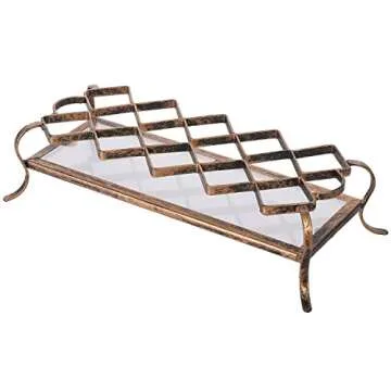 MyGift 10-Slot Vintage Brass Metal Makeup Holder with Acrylic Base, Lipstick and Mascara Cosmetic Organizer Vanity Tray