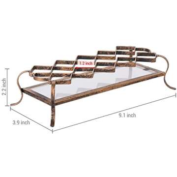 MyGift 10-Slot Vintage Brass Metal Makeup Holder with Acrylic Base, Lipstick and Mascara Cosmetic Organizer Vanity Tray