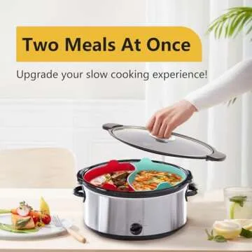 Magikichen Silicone Crockpot Liners,Slow Cooker Liners, 6-7 Quart Oval Reusable Crock pot Divider Insert,BPA-Free, Dishwasher Safe
