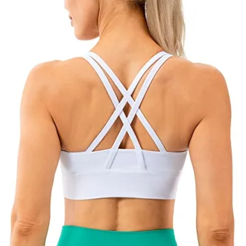 Lavento Women's Strappy Sports Bra Long Line Medium Support Workout Top for Active Lifestyle (White,...