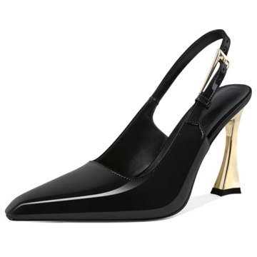 Mallyteeds Women Sling Back Heels Square Pointed Toe Slip On High Heel Stilettos Pumps