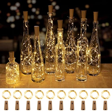 Brightown Wine Bottle Lights 10 Pack Silver Wire Fairy Lights