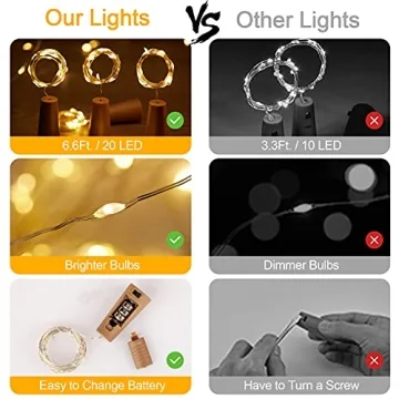 Brightown Wine Bottle Lights 10 Pack Silver Wire Fairy Lights