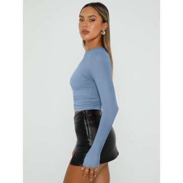 Trendy Queen Women's Long Sleeve Crop Top - Stylish Comfort