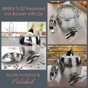 BREKX 3-QT Insulated Ice Bucket with Lid and Scoop