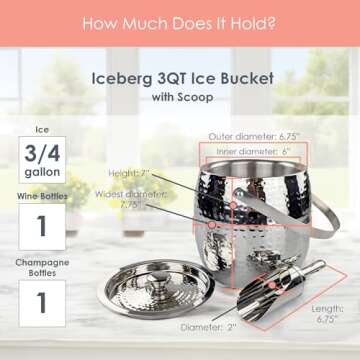 BREKX 3-QT Insulated Ice Bucket with Lid and Scoop