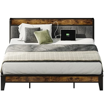 LIKIMIO King Size Bed Frame with Storage and Charging Station