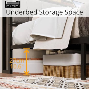 LIKIMIO King Size Bed Frame with Storage and Charging Station