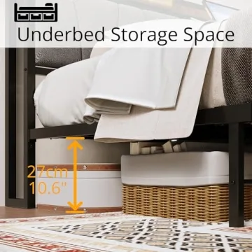 LIKIMIO King Size Bed Frame with Storage and Charging Station