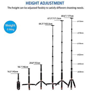 Koolehaoda Aluminum Monopod & Tripod Base - 6 Sections Adjustable