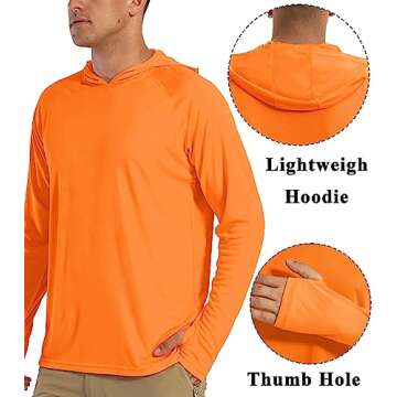 BIYLACLESEN Dry Fit Long Sleeve Shirts Men UV Protection Running Shirts Lightweight Long Sleeve T-Shirt Active Athletic Shirts Breathable T-Shirts Orange