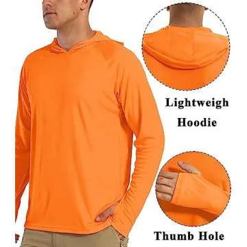 BIYLACLESEN Dry Fit Long Sleeve Shirts Men UV Protection Running Shirts Lightweight Long Sleeve T-Shirt Active Athletic Shirts Breathable T-Shirts Orange