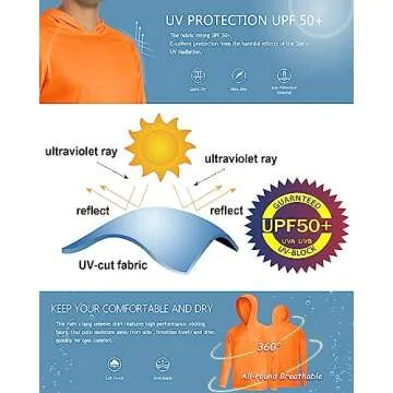 BIYLACLESEN Dry Fit Long Sleeve Shirts Men UV Protection Running Shirts Lightweight Long Sleeve T-Shirt Active Athletic Shirts Breathable T-Shirts Orange