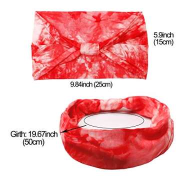 Tobeffect Headbands for Women African Wide Tie Dye Knotted Hairbands Workout Yoga Sport Head Wraps H...