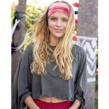 Tobeffect Headbands for Women African Wide Tie Dye Knotted Hairbands Workout Yoga Sport Head Wraps Hair Accessories 6 Packs