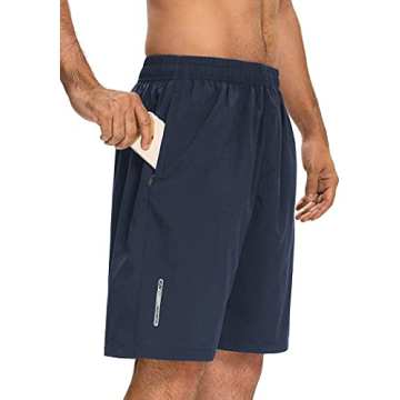 Quick Dry Athletic Shorts with Zipper Pockets for Men