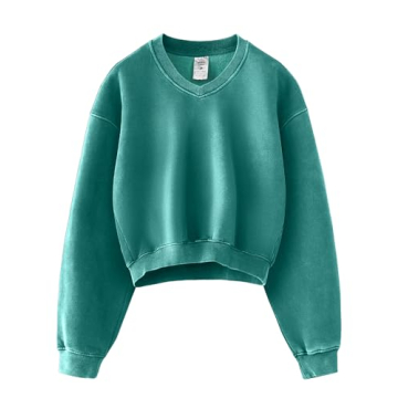 Hatant Sweatshirt for Women Acid Wash Athletic Hoodies Heritage Fleece V-neck Long Sleeve Hoodie Y2K...