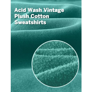 Hatant Sweatshirt for Women Acid Wash Athletic Hoodies Heritage Fleece V-neck Long Sleeve Hoodie Y2K Crop Pullover Women Sweatshirt Cotton Fleece Lined Hoodies Workout Pullover Shirt Emerald Green-M