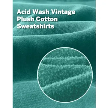 Hatant Sweatshirt for Women Acid Wash Athletic Hoodies Heritage Fleece V-neck Long Sleeve Hoodie Y2K Crop Pullover Women Sweatshirt Cotton Fleece Lined Hoodies Workout Pullover Shirt Emerald Green-M