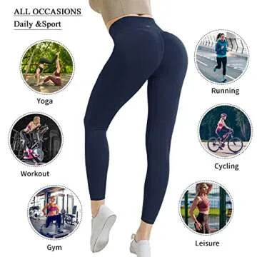 COZY&CO Yoga Pants Workout Leggings for Women Buttery Soft Tummy Control High Waisted Non See Through with Inner Pocket True Navy
