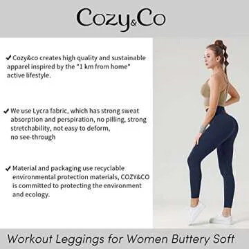 COZY&CO Yoga Pants Workout Leggings for Women Buttery Soft Tummy Control High Waisted Non See Through with Inner Pocket True Navy
