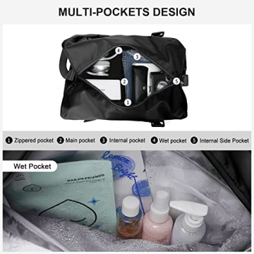 Black Large Waterproof Gym Travel Duffle Bag