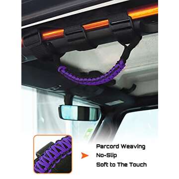 Savadicar 4 x Roll Bar Grab Handles Grip Handle for Jeep Wrangler YJ TJ JK JKU JL JLU & Gladiator JT 1987-2023, Interior Accessories, Purple