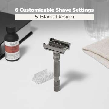 Rockwell T2 | Twist-To-Open (TTO) Double-Edge Safety Razor | Full Metal | Includes 5 Fully Recyclable Stainless Steel Blades (Gunmetal Chrome)