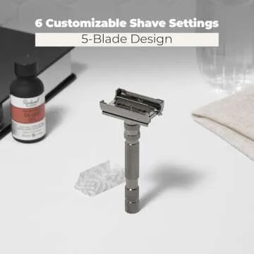 Rockwell T2 | Twist-To-Open (TTO) Double-Edge Safety Razor | Full Metal | Includes 5 Fully Recyclable Stainless Steel Blades (Gunmetal Chrome)