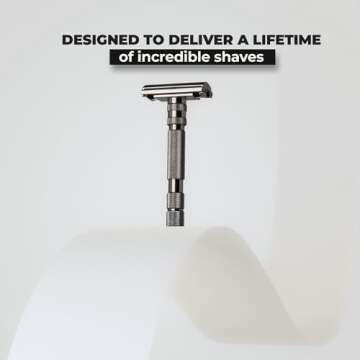 Rockwell T2 | Twist-To-Open (TTO) Double-Edge Safety Razor | Full Metal | Includes 5 Fully Recyclable Stainless Steel Blades (Gunmetal Chrome)