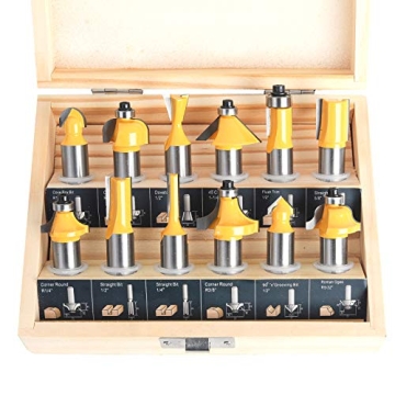KOWOOD 12-Piece Router Bit Set - Premium Woodworking Tools for Beginners & Pros