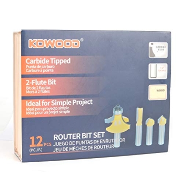 KOWOOD 12-Piece Router Bit Set Premium Woodworking Tools