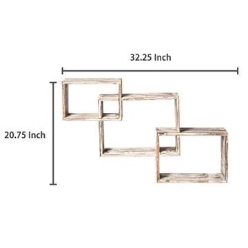 Interlocking Torched Wood Floating Shelves Set of 3