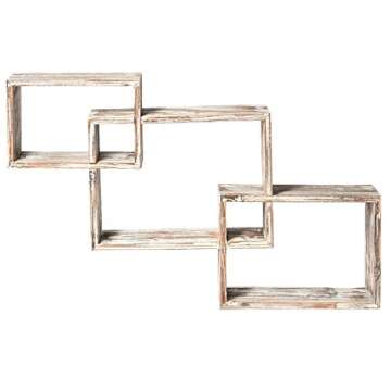 Interlocking Torched Wood Floating Shelves Set of 3