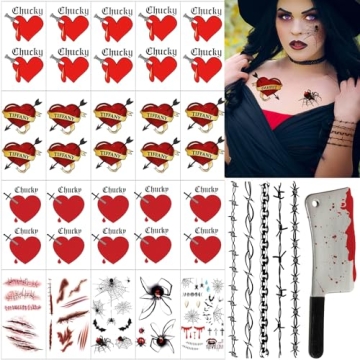 85+ Pcs Halloween Tattoos for Bride of Chucky, Perfect for Tiffany Costume