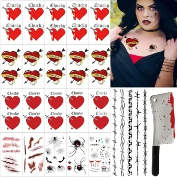 85+ Pcs Halloween Tattoos for Bride of Chucky, Perfect for Tiffany Costume