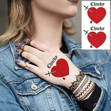 85+pcs Halloween Tattoos for Chucky & Tiffany Costumes
