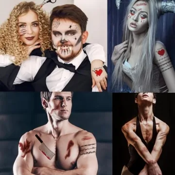 85+pcs Halloween Tattoos for Chucky & Tiffany Costumes