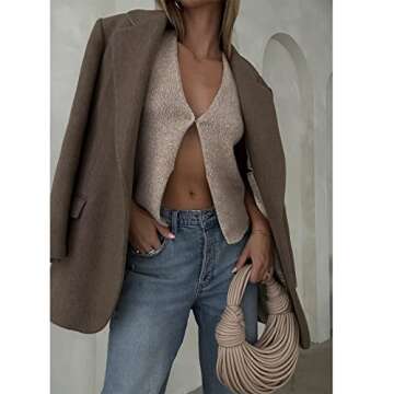 Women Vintage Crochet Vest Tank Top Y2k Sleeveless V Neck Knit Open Front Crop Top Streetwear