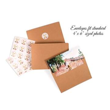 40 Floral & Gold Thank You Cards | Thank You Notes Bulk Box Set with Kraft Envelopes & Stickers | Large 4 x 6" White Greeting Cards Blank Inside | For Wedding, Graduation, Men & Women Sympathy